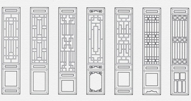 大路镇常用中式仿古花窗图案隔断设计图